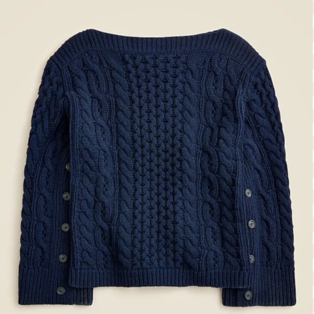 J. Crew Navy Cable Knit Cashmere Sweater
